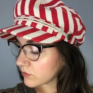 Brixton red and white fisherman hat.